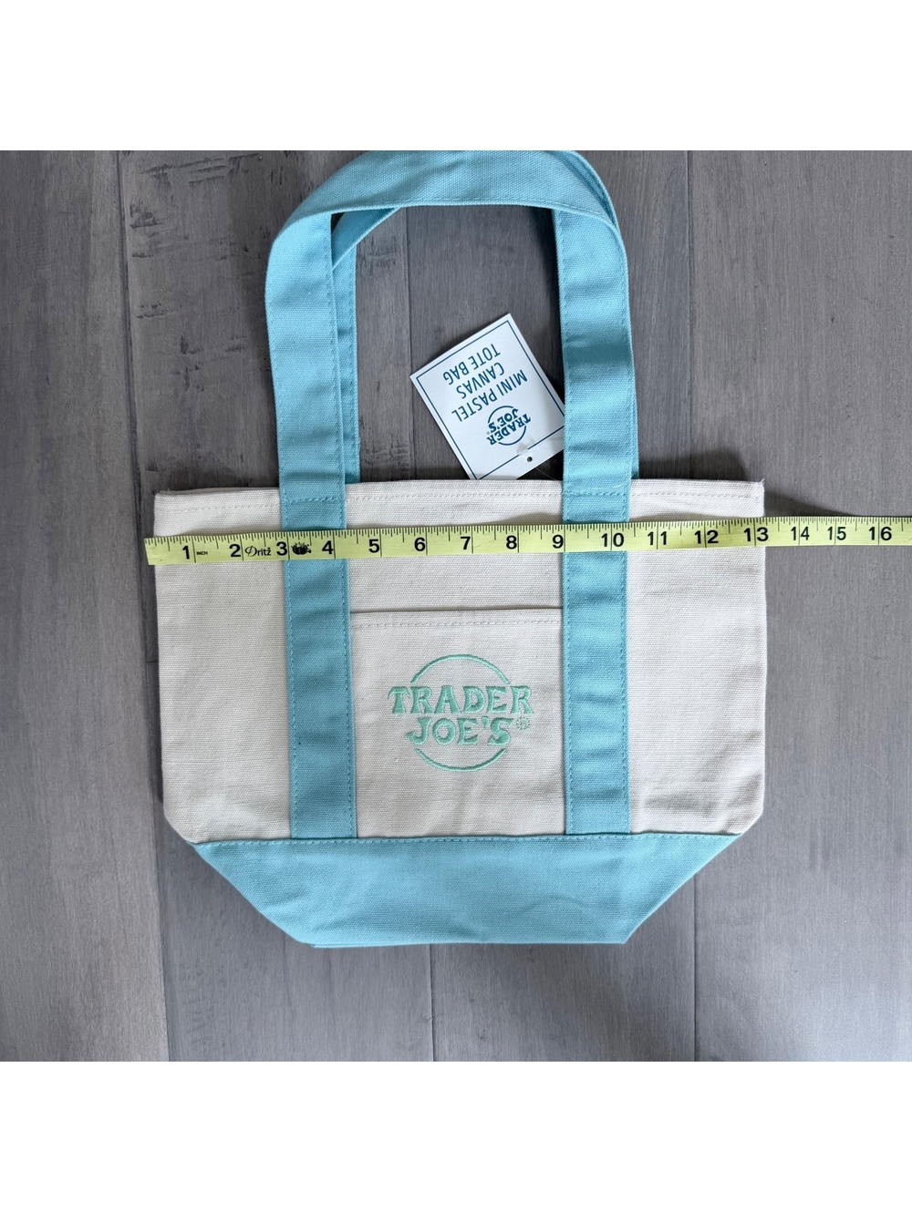 Trader Joe's Mini Pastel Canvas Tote Bag - Light Blue - Picture 4 of 6
